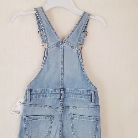 OshKosh Girls Overalls 4 Blue Cotton Denim‎ Overall Jeans Distressed Light Wash - Picture 7 of 11